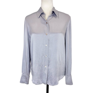 Ellen Tracy silver mat satin shirt